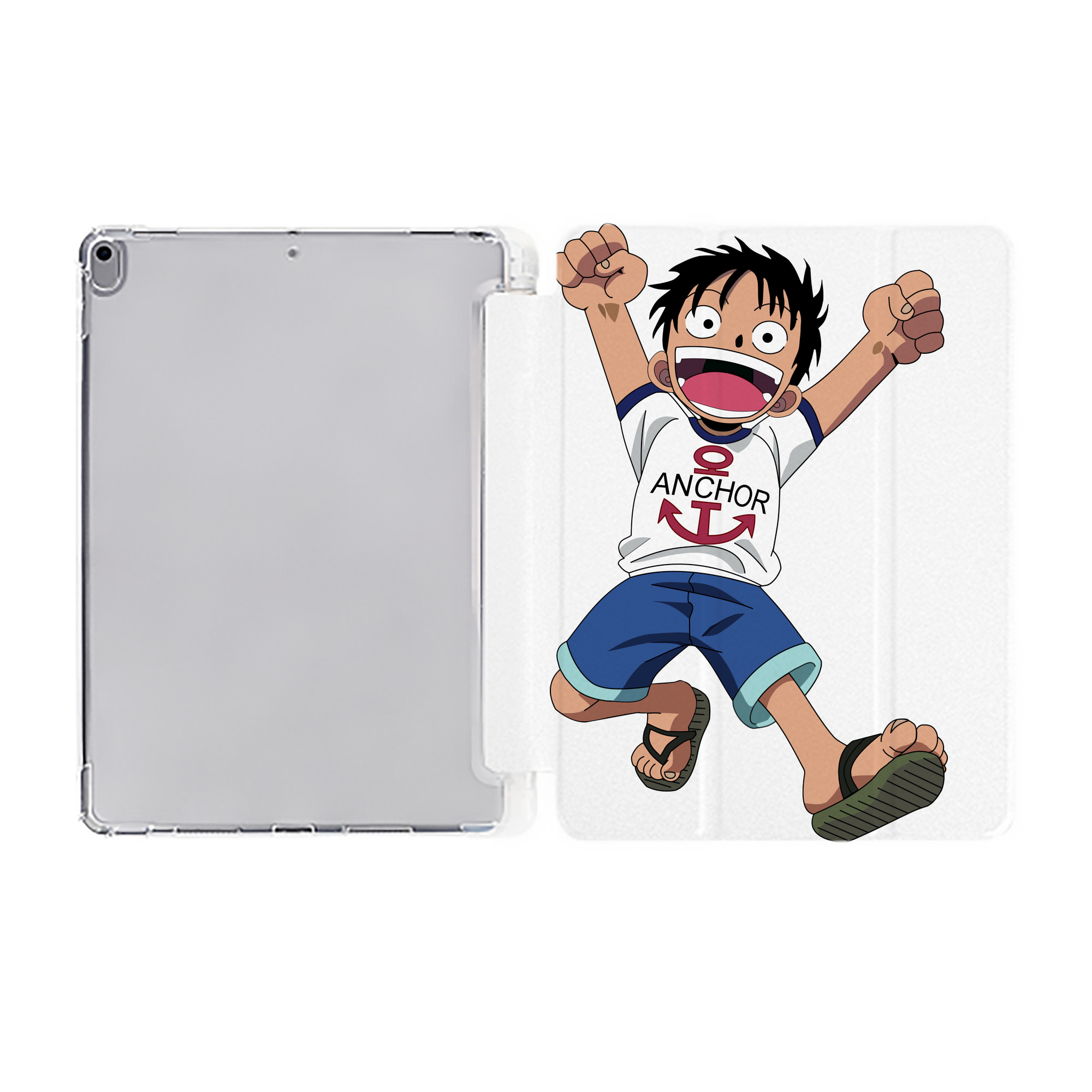 （画像用） ワンピース モンキー・D・ルフィ ONE PIECE Monkey D. Luffy IPad ケース ペン収納付き 三つ折りスタンド PUレザー×シリコン 対応機種9.5/10.5/10.9インチ